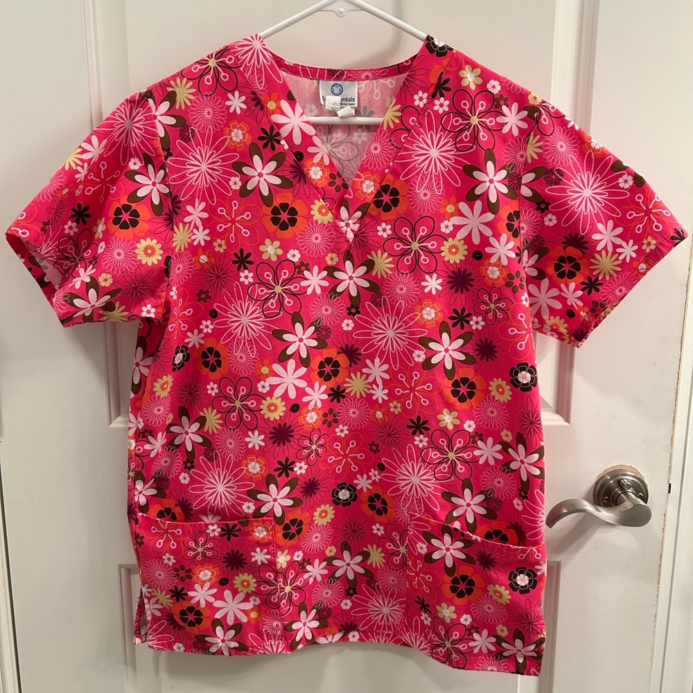 Colorful Floral Scrub Top